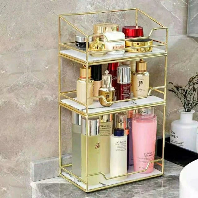 3 Layers Free Standing Shelf Makeup Organizer.