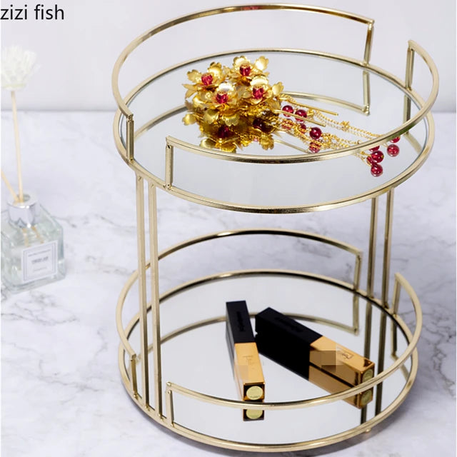 2 Layer Mirror Makeup Organizer Stand