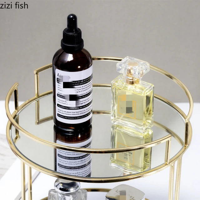 2 Layer Mirror Makeup Organizer Stand