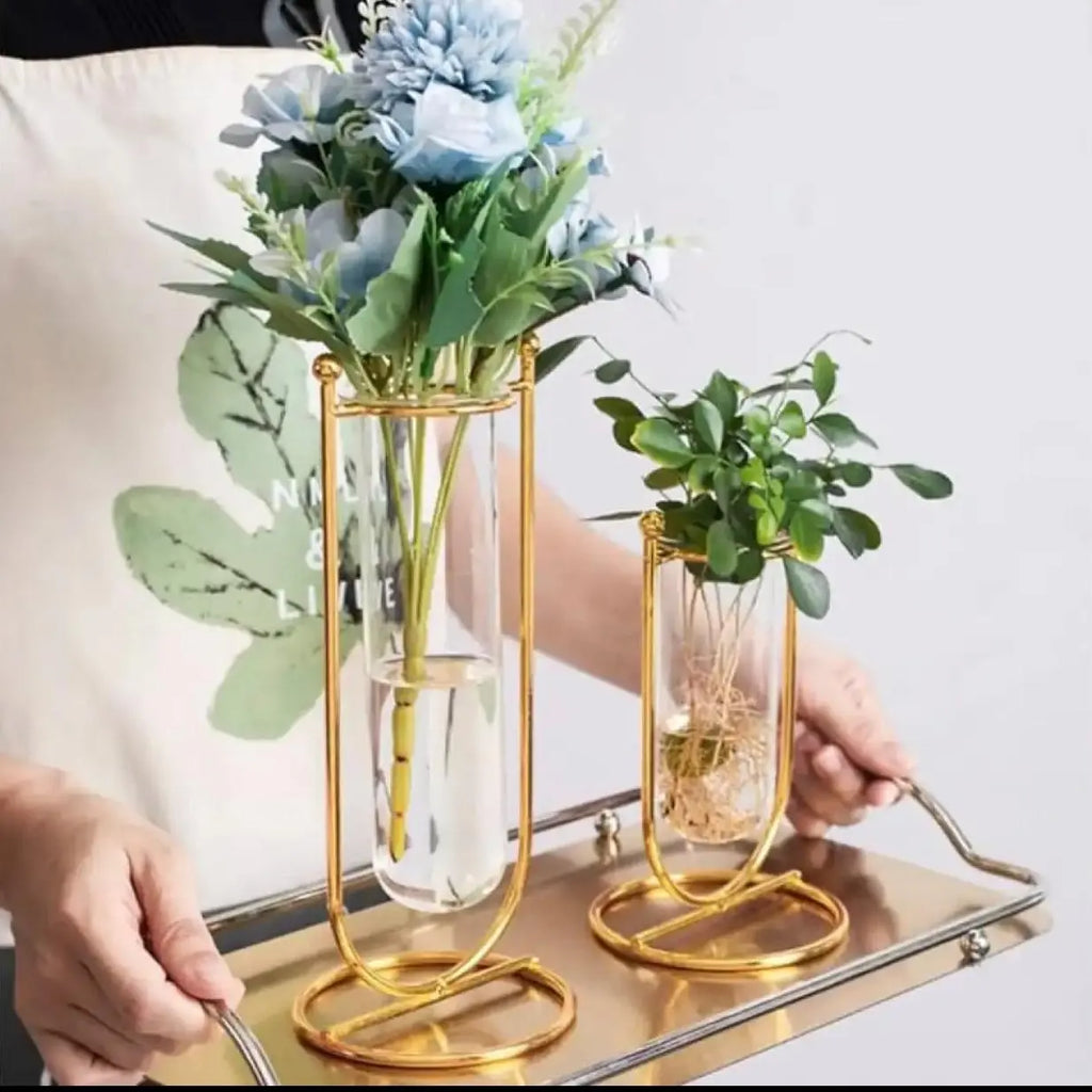 2 Pieces Metal Crystal Flower Table Set