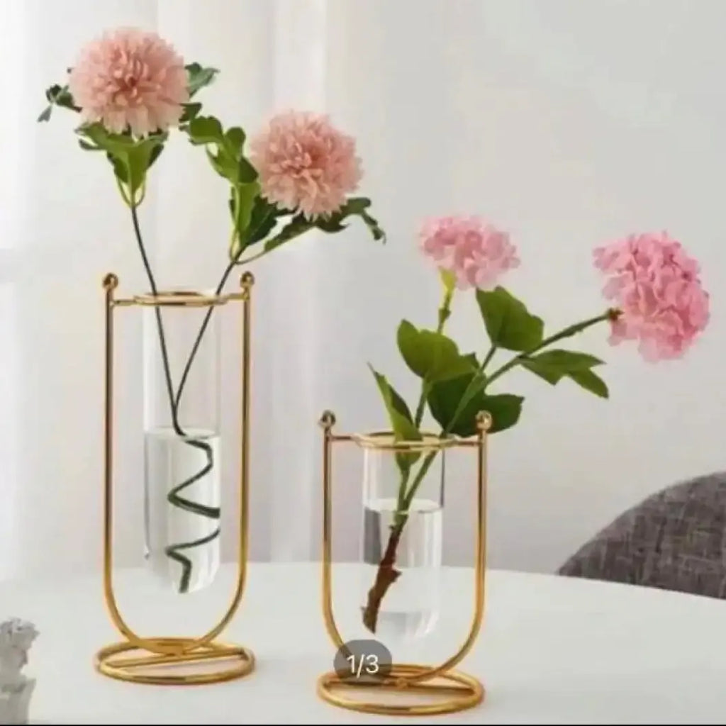 2 Pieces Metal Crystal Flower Table Set