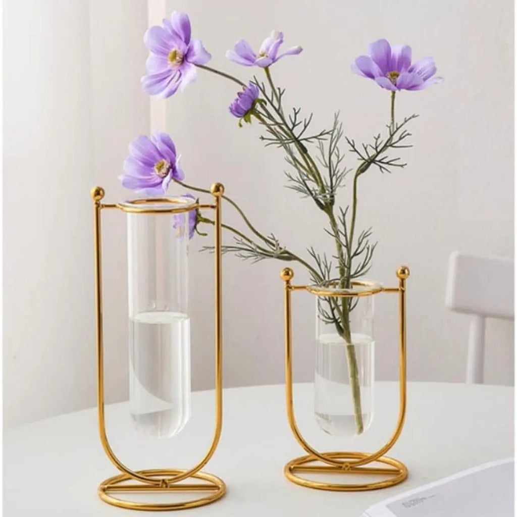 2 Pieces Metal Crystal Flower Table Set