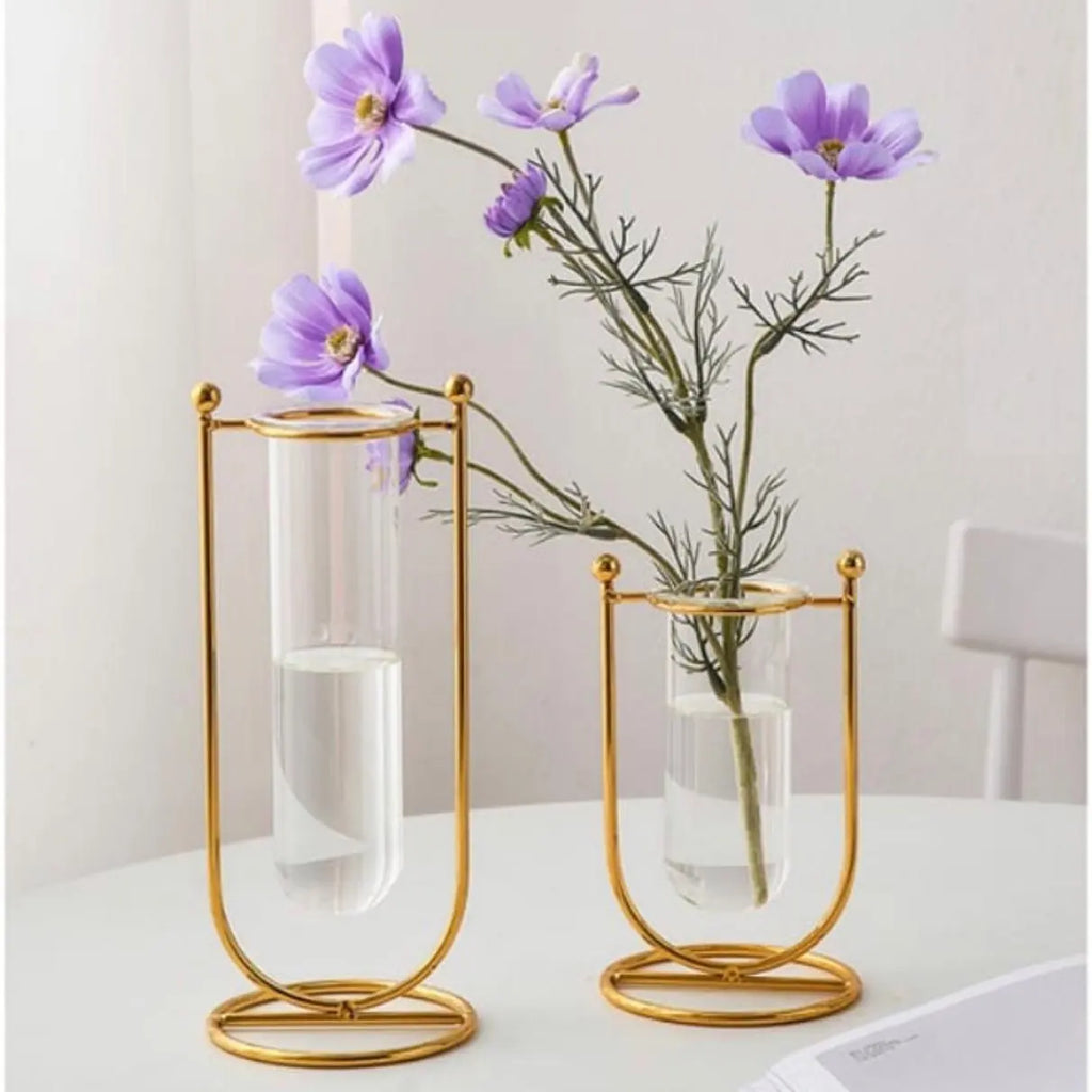 2 Pieces Metal Crystal Flower Table Set