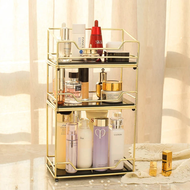3 Layers Free Standing Shelf Makeup Organizer.