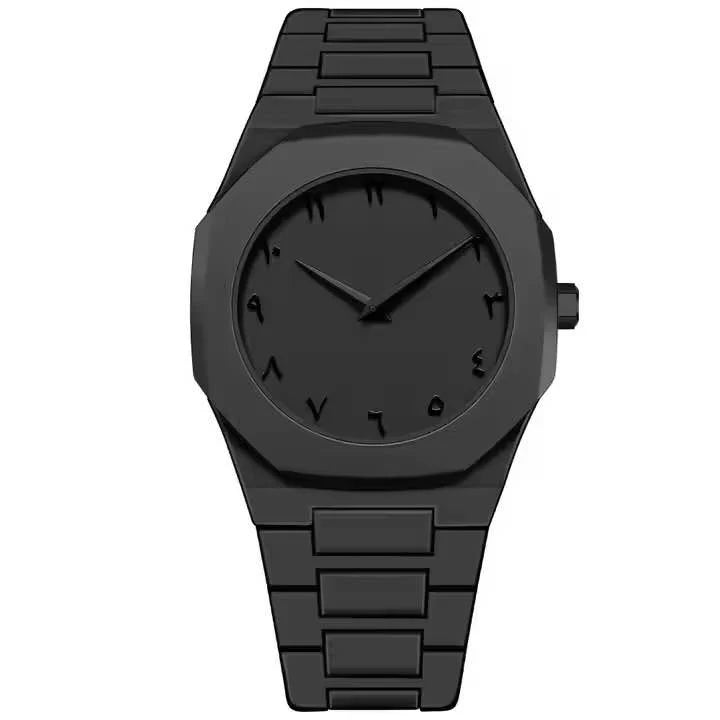 Aura Watch- Black Analog Watch for Men Boys - Stainless Steel Chain