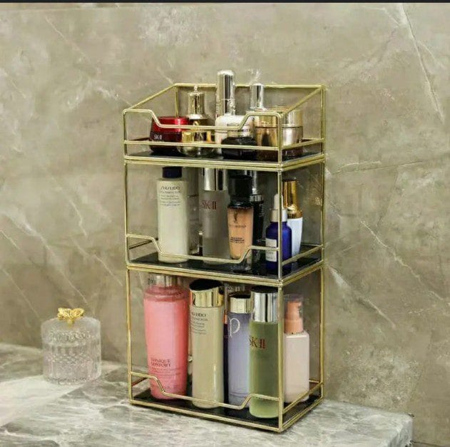 3 Layers Free Standing Shelf Makeup Organizer.