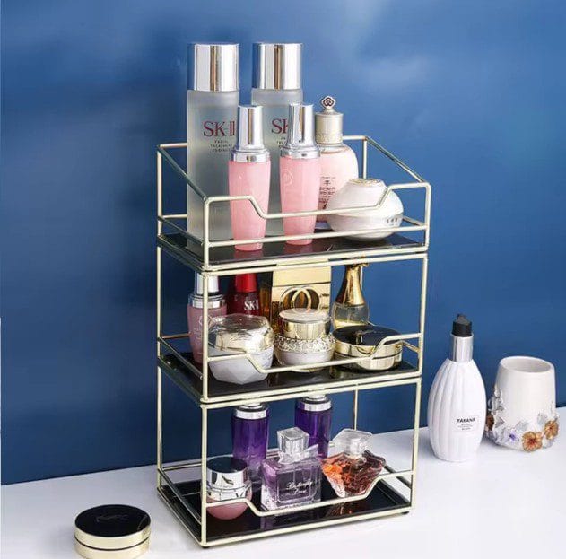 3 Layers Free Standing Shelf Makeup Organizer.