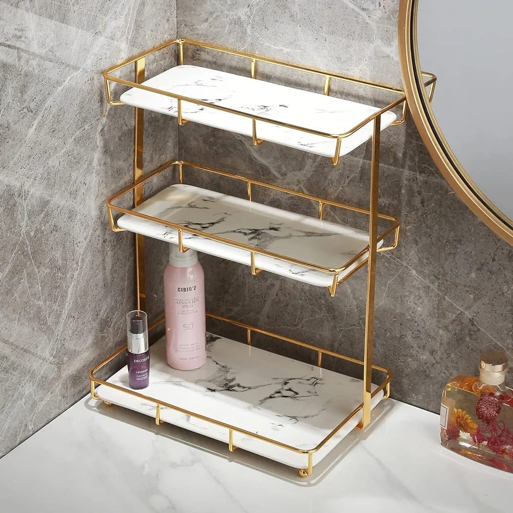 3 Layers Luxury Design Free Standing Shelf Makeup Organizer.