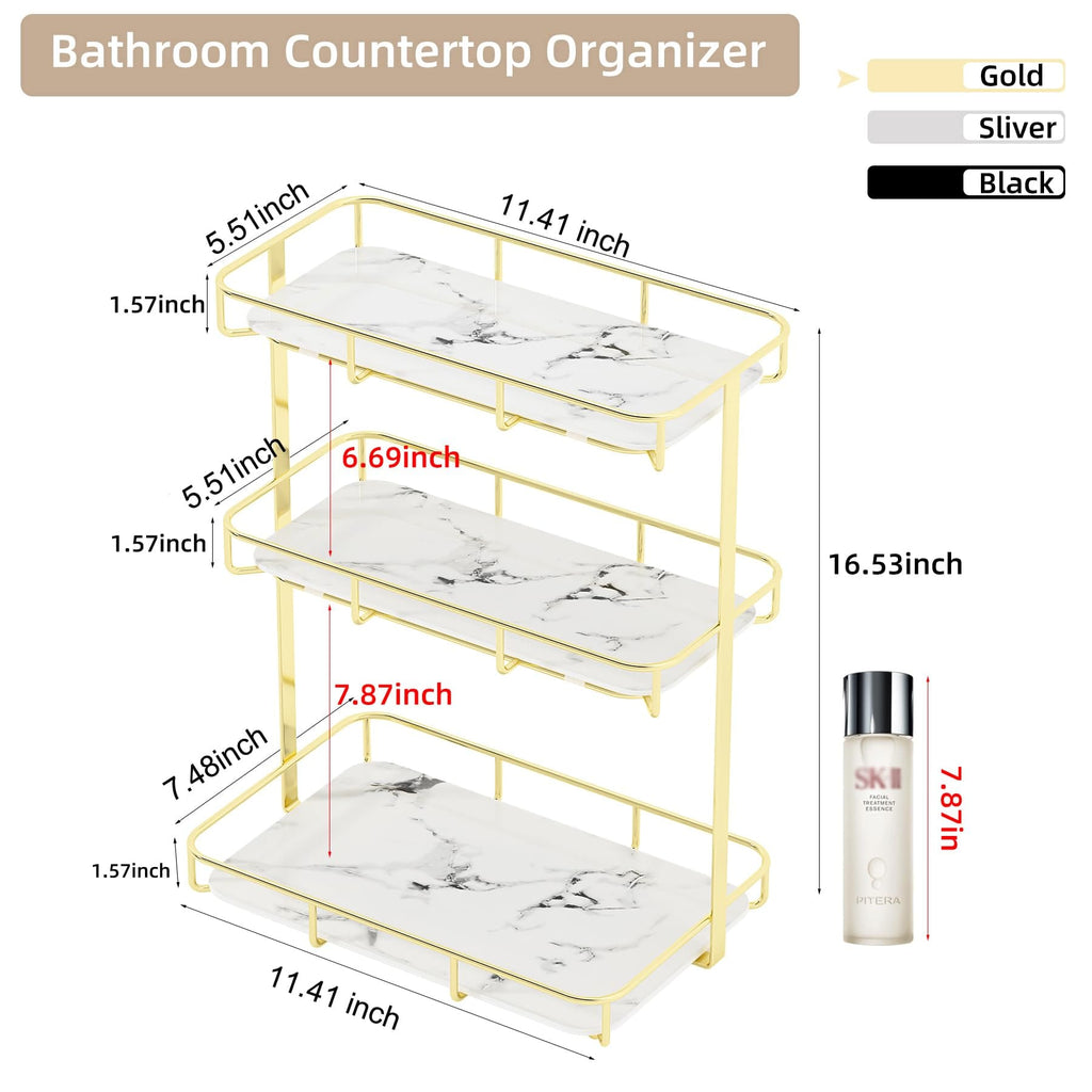 3 Layers Luxury Design Free Standing Shelf Makeup Organizer.