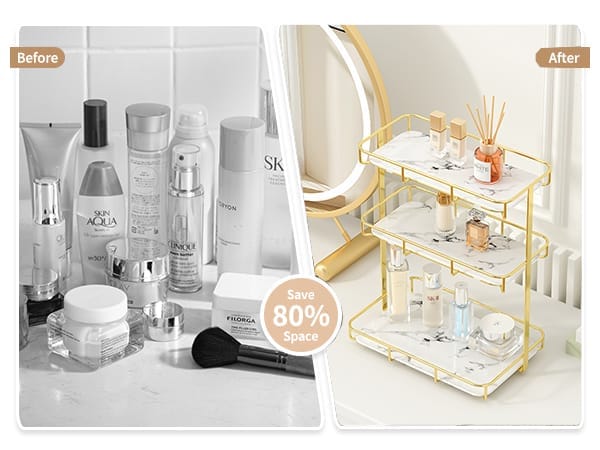 3 Layers Luxury Design Free Standing Shelf Makeup Organizer.