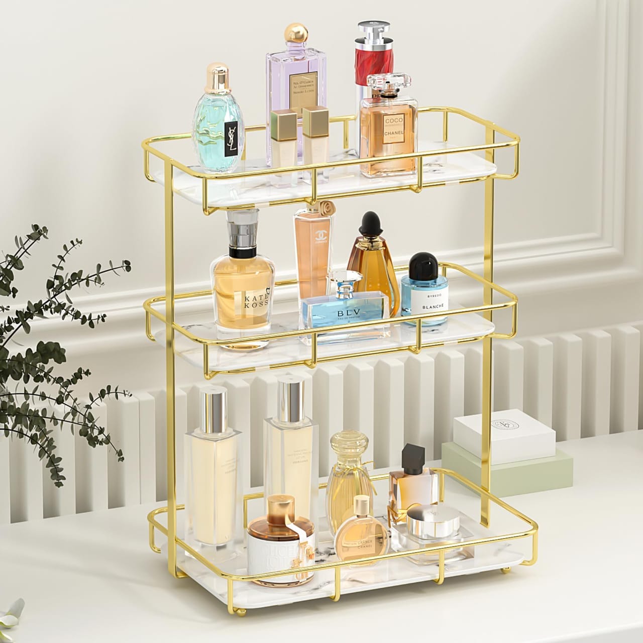 3 Layers Luxury Design Free Standing Shelf Makeup Organizer.