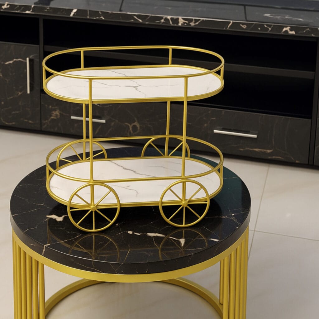 2 Tiers Trolley Shape Cosmetics & Food Stand