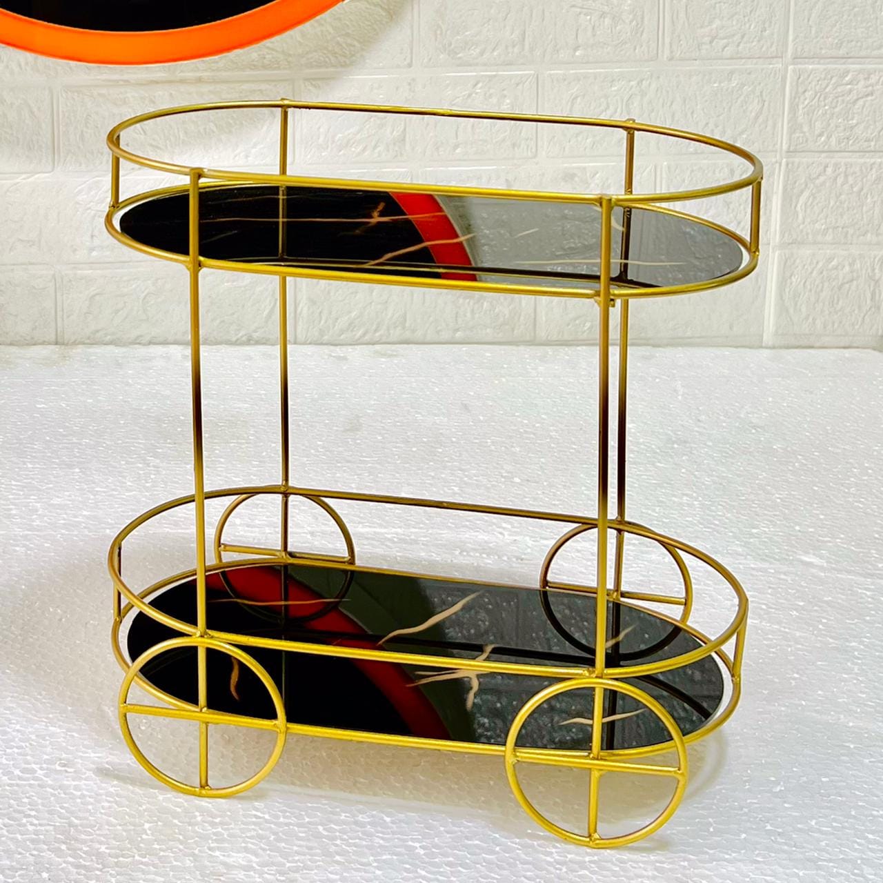 2 Tiers Trolley Shape Cosmetics & Food Stand