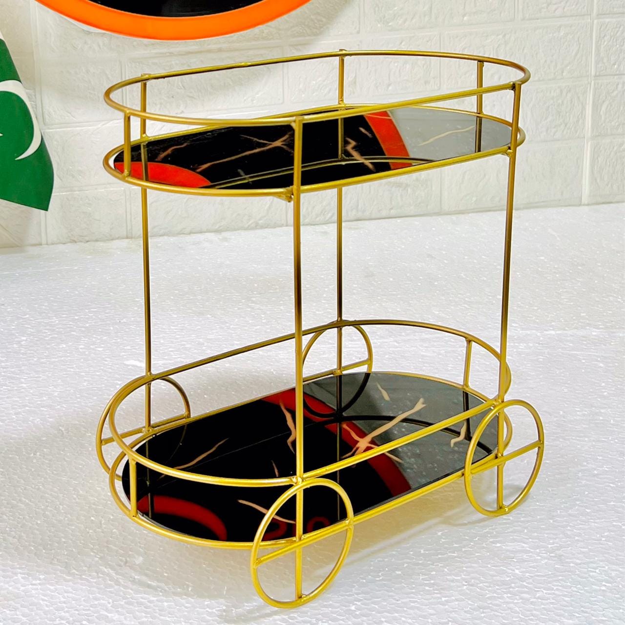 2 Tiers Trolley Shape Cosmetics & Food Stand