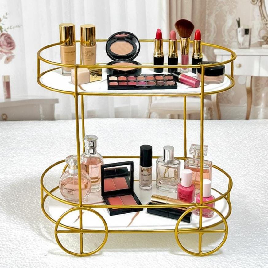 2 Tiers Trolley Shape Cosmetics & Food Stand